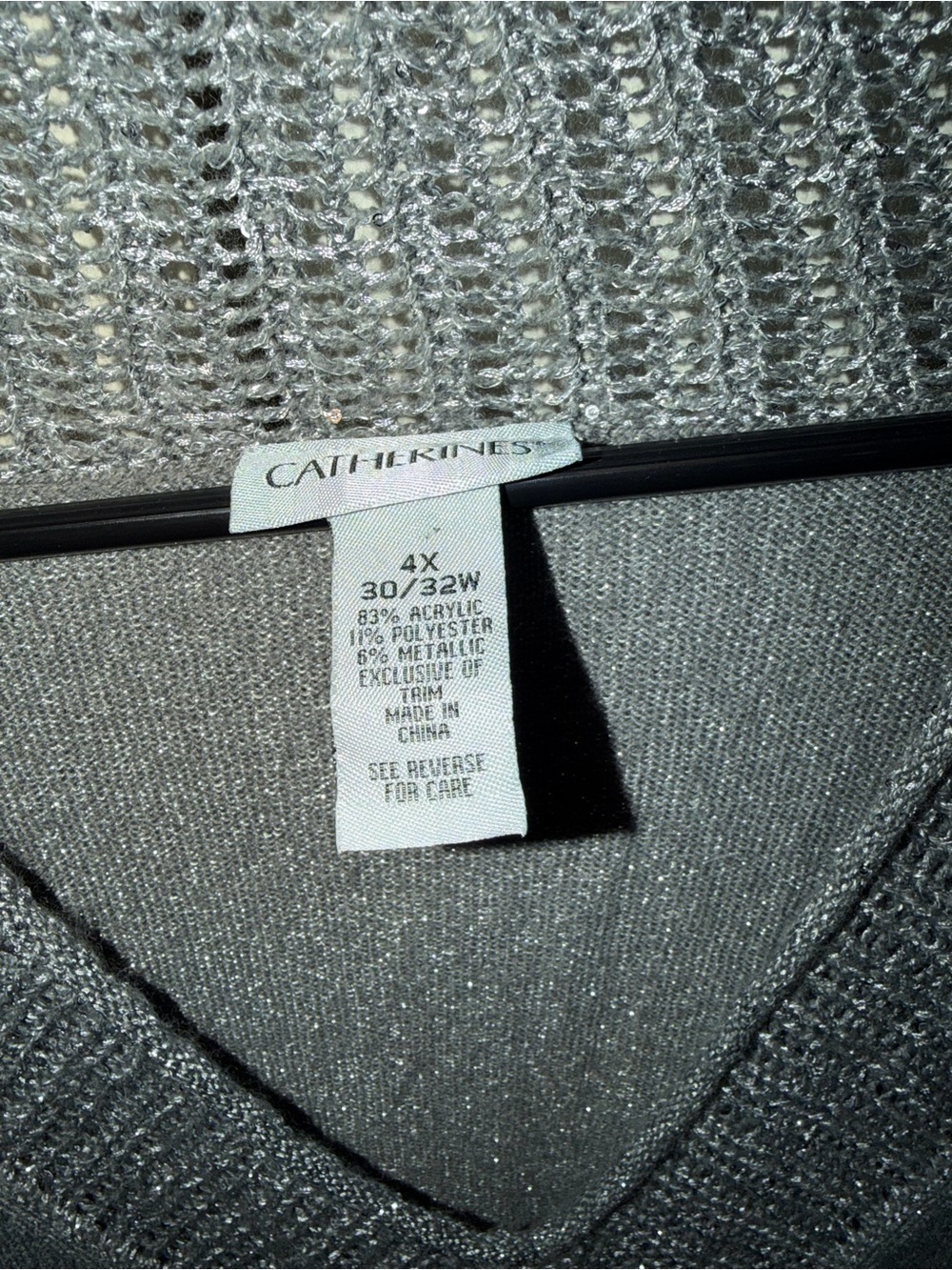 Catherines Silver/grey shimmery V-Neck Sweater - Picture 4 of 6